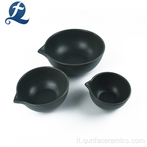 Ciotola di riso in ceramica nera personalizzata all&#39;ingrosso
